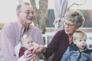 old couple with children